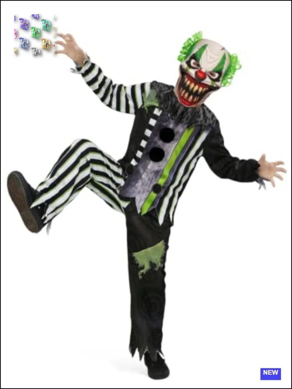 Kids Scary Clown Halloween Costume Boys Girls Creepy Clown Outfit with Mask